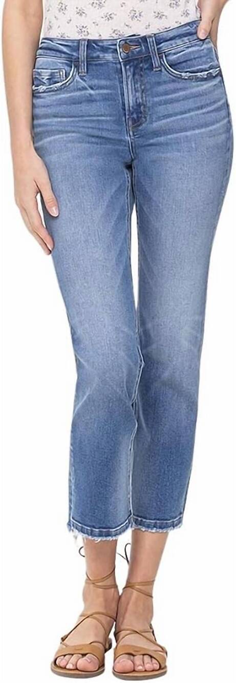 NEW FLYING MONKEY women's mid rise crop straight jeans in stately